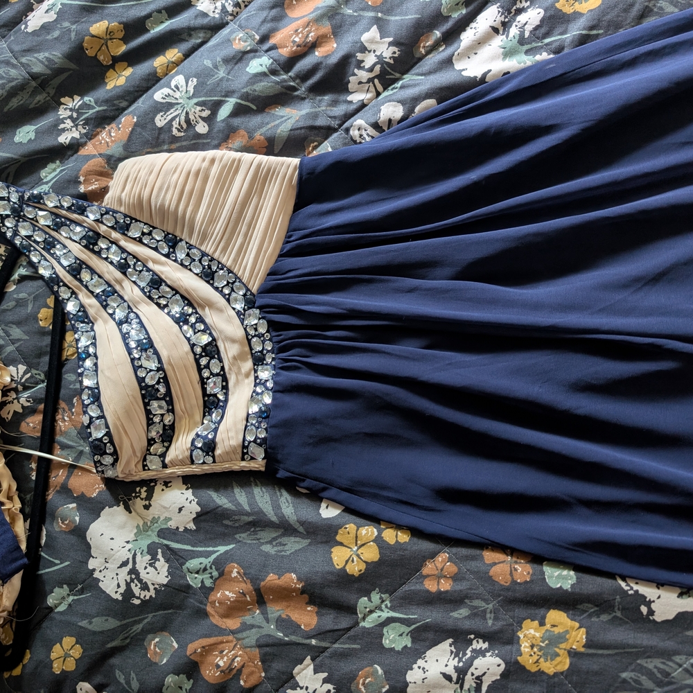 Blue And Beige Maxi Dress